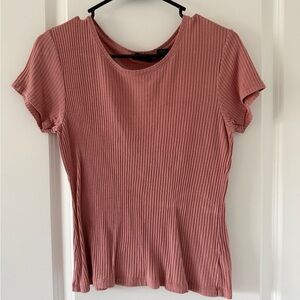 Ribbed Short-Sleeve Tee - Dusty Rose
